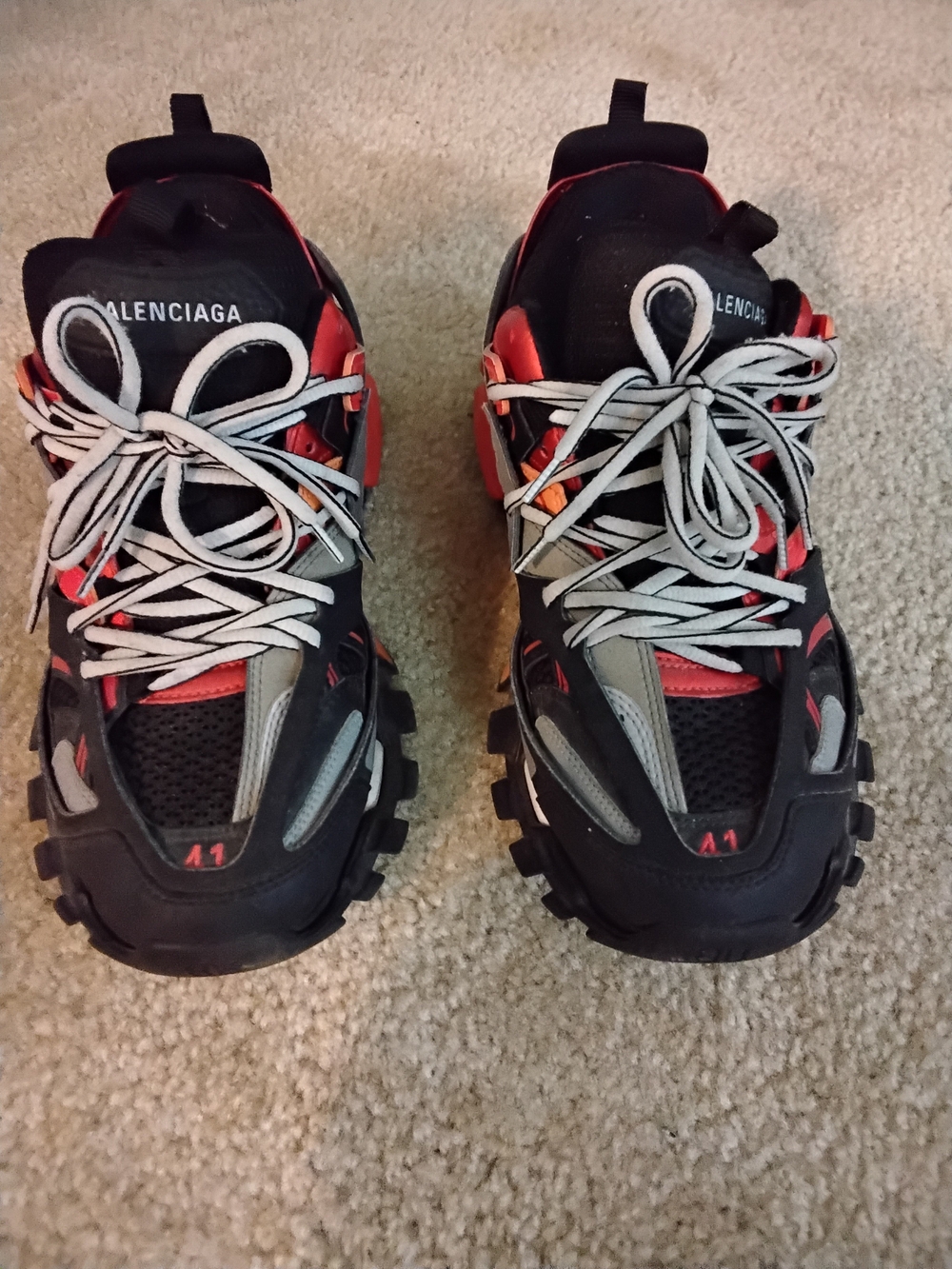 Balenciaga Track- Chunky Sneakers in Black, Orange & Red Size 41